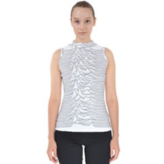 Joy Division Unknown Pleasures Mock Neck Shell Top by Jancukart