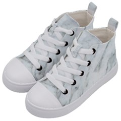 White Marble Texture Pattern Kids  Mid-top Canvas Sneakers by Jancukart