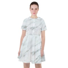 White Marble Texture Pattern Sailor Dress by Jancukart