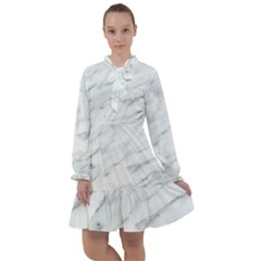 White Marble Texture Pattern All Frills Chiffon Dress by Jancukart