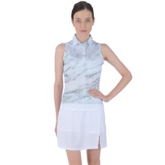 White Marble Texture Pattern Women s Sleeveless Polo Tee by Jancukart