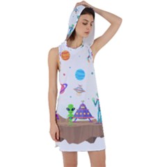 Alien Ufo Star Universe Star Vector Image Racer Back Hoodie Dress by Jancukart