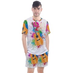 String Instrument Acoustic Guitar Men s Mesh Tee And Shorts Set