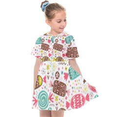 Candy Background Cartoon Kids  Sailor Dress by Jancukart