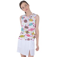 Candy Background Cartoon Women s Sleeveless Sports Top