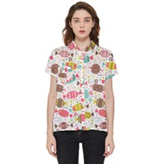 Candy Background Cartoon Short Sleeve Pocket Shirt by Jancukart