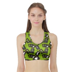 Cats And Skulls - Modern Halloween  Sports Bra With Border by ConteMonfrey
