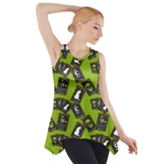 Cats And Skulls - Modern Halloween  Side Drop Tank Tunic by ConteMonfrey