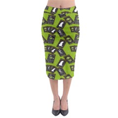 Cats And Skulls - Modern Halloween  Midi Pencil Skirt