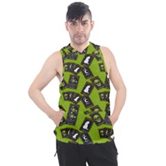 Cats And Skulls - Modern Halloween  Men s Sleeveless Hoodie