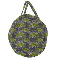 Halloween - Green Roses On Spider Web  Giant Round Zipper Tote by ConteMonfrey