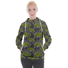 Halloween - Green Roses On Spider Web  Women s Hooded Pullover by ConteMonfrey