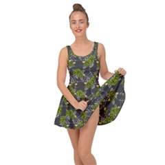 Halloween - Green Roses On Spider Web  Inside Out Casual Dress by ConteMonfrey