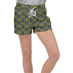 Halloween - Green Roses On Spider Web  Velour Lounge Shorts by ConteMonfrey