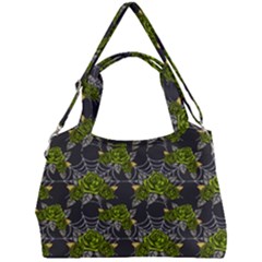 Halloween - Green Roses On Spider Web  Double Compartment Shoulder Bag by ConteMonfrey
