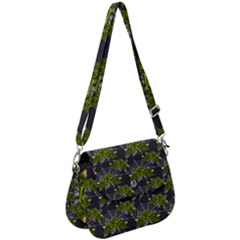 Halloween - Green Roses On Spider Web  Saddle Handbag by ConteMonfrey