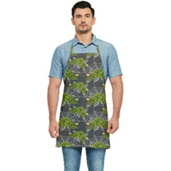 Halloween - Green Roses On Spider Web  Kitchen Apron