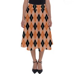 Halloween Inspired Black Orange Diagonal Plaids Perfect Length Midi Skirt