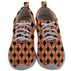 Halloween Inspired Black Orange Diagonal Plaids Mens Athletic Shoes by ConteMonfrey