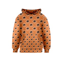 Halloween Black Orange Spiders Kids  Pullover Hoodie by ConteMonfrey