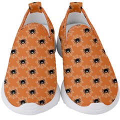 Halloween Black Orange Spiders Kids  Slip On Sneakers by ConteMonfrey