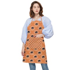 Halloween Black Orange Spiders Pocket Apron by ConteMonfrey