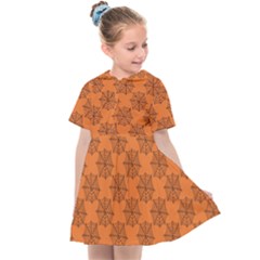 Halloween Black Orange Spider Web   Kids  Sailor Dress by ConteMonfrey