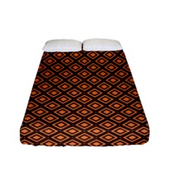 Halloween Palette Plaids Orange, Black Geometric  Fitted Sheet (full/ Double Size) by ConteMonfrey