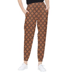 Halloween Palette Plaids Orange, Black Geometric  Tapered Pants by ConteMonfrey