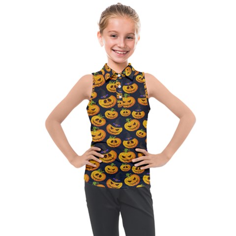 Jack O Lantern  Kids  Sleeveless Polo Tee by ConteMonfrey