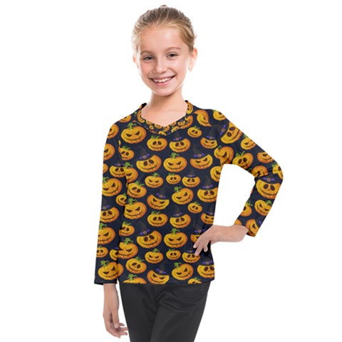 Jack O Lantern  Kids  Long Mesh Tee by ConteMonfrey