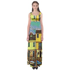 Colorful Venice Homes Empire Waist Maxi Dress by ConteMonfrey