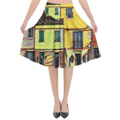 Colorful Venice Homes Flared Midi Skirt by ConteMonfrey