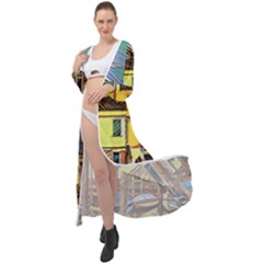 Colorful Venice Homes Maxi Chiffon Beach Wrap by ConteMonfrey