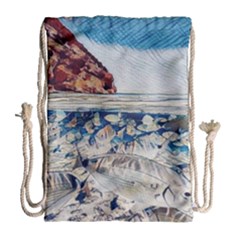 Fishes In Lake Garda Drawstring Bag (Large)
