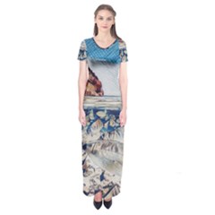 Fishes In Lake Garda Short Sleeve Maxi Dress