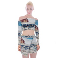 Fishes In Lake Garda Off Shoulder Top with Mini Skirt Set