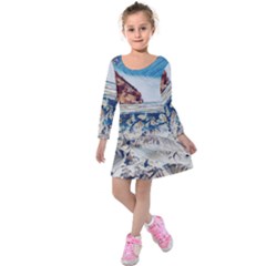 Fishes In Lake Garda Kids  Long Sleeve Velvet Dress by ConteMonfrey