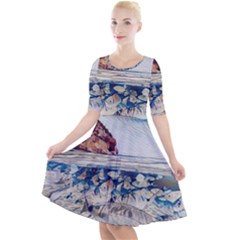 Fishes In Lake Garda Quarter Sleeve A-Line Dress