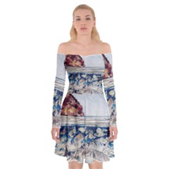 Fishes In Lake Garda Off Shoulder Skater Dress