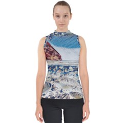 Fishes In Lake Garda Mock Neck Shell Top