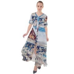 Fishes In Lake Garda Waist Tie Boho Maxi Dress