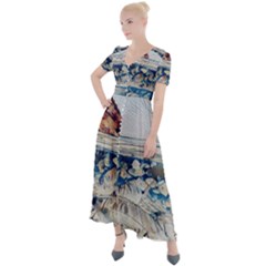Fishes In Lake Garda Button Up Short Sleeve Maxi Dress