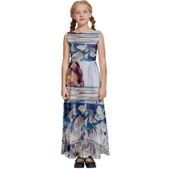 Fishes In Lake Garda Kids  Satin Sleeveless Maxi Dress