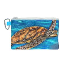 Sea Turtle Canvas Cosmetic Bag (medium) by ArtByThree