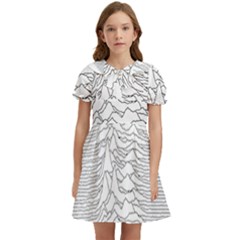 Joy Division Unknown Pleasures Kids  Bow Tie Puff Sleeve Dress by Jancukart