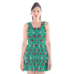 Beautiful Tropical Orchids Blooming Over Earth In Peace Scoop Neck Skater Dress by pepitasart