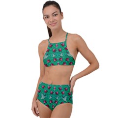 Beautiful Tropical Orchids Blooming Over Earth In Peace High Waist Tankini Set by pepitasart