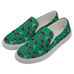 Beautiful Tropical Orchids Blooming Over Earth In Peace Men s Canvas Slip Ons by pepitasart