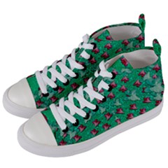 Beautiful Tropical Orchids Blooming Over Earth In Peace Women s Mid-top Canvas Sneakers by pepitasart